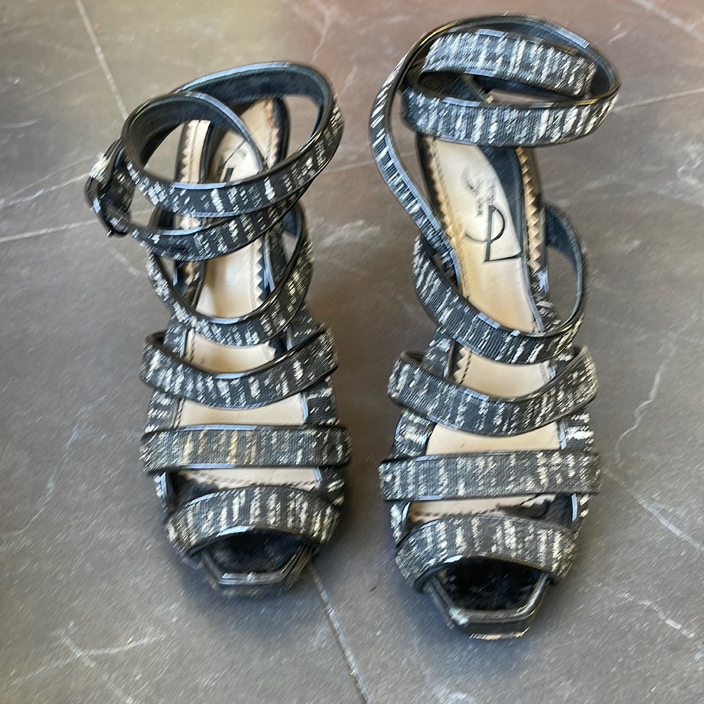 YSL Strappy Patent Leather Sandal Heel